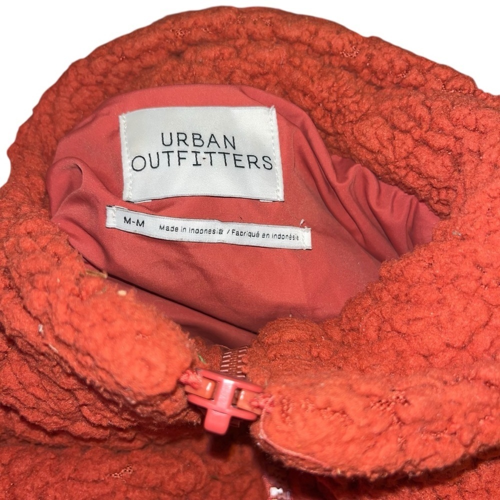 Urban outfitters burnt orange teddy bears warm cozy fuzzy furry jacket medium M - Picture 8 of 8